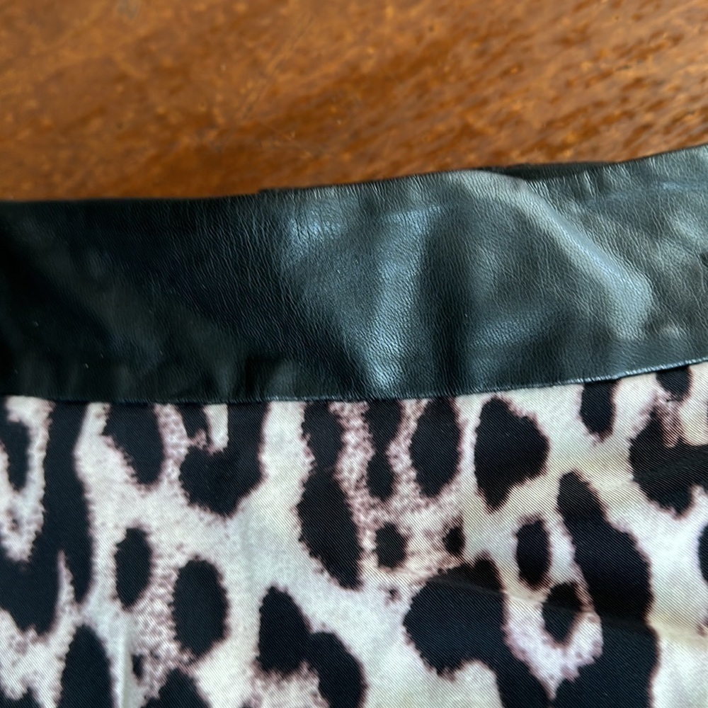 Robert Rodriguez Leather Waistband Leopard Skirt Size 14 - Picture 2 of 6